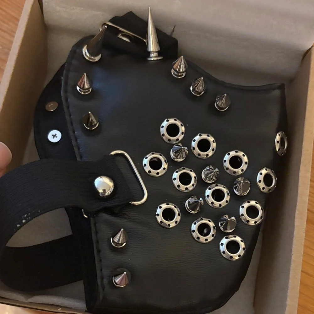 {NEW} Men's Rivet Punk Black Studded Face Mask One Size